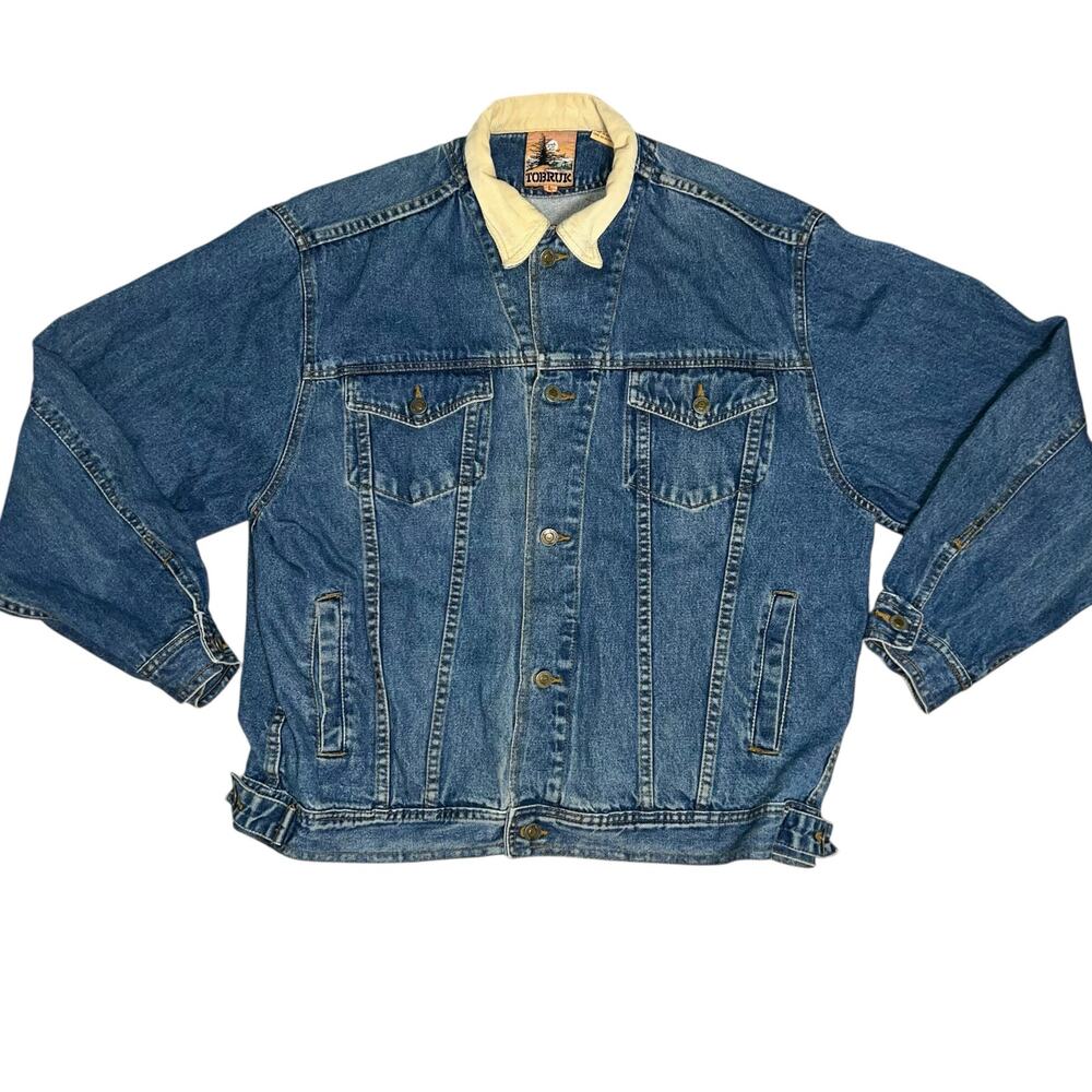 Vintage Tobruk  90’s Trucker Denim Jean Jacket corduroy Collar size men large